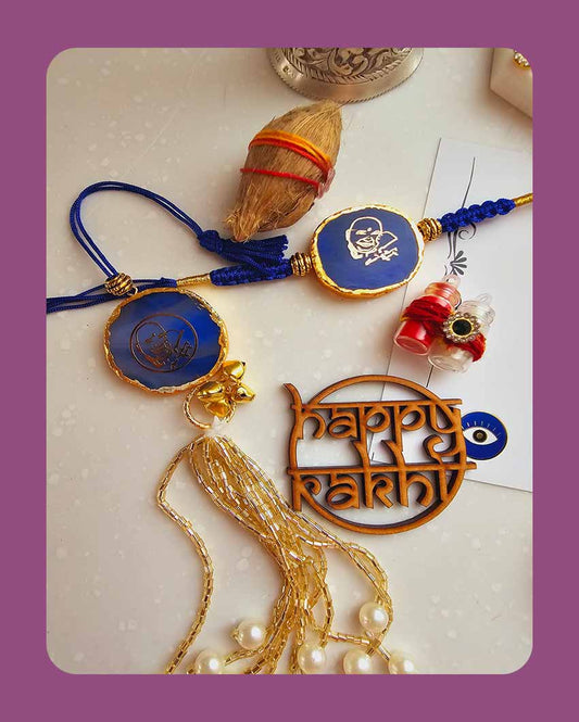 Blue Guru Ji Couple Rakhi With Roli Chawal For Raksha Bandhan