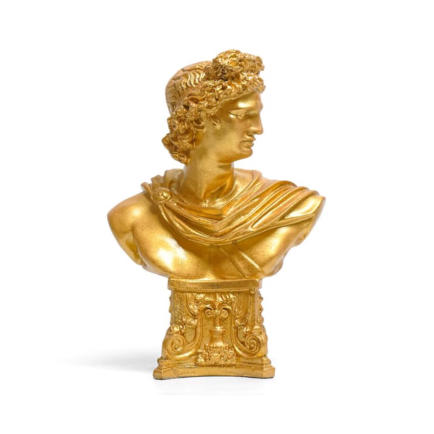 Vintage Golden Greek Bust Statue Showpiece | 4 x 8 x 12 inches