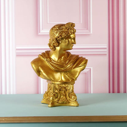 Vintage Golden Greek Bust Statue Showpiece | 4 x 8 x 12 inches