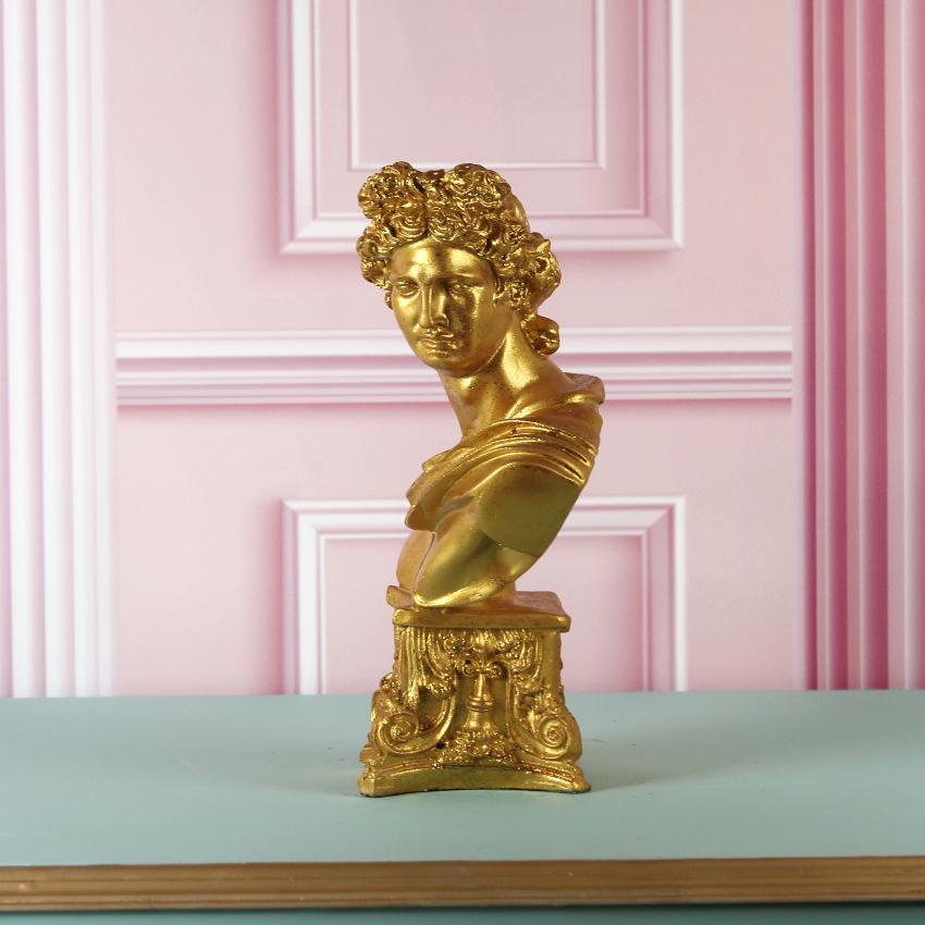 Vintage Golden Greek Bust Statue Showpiece | 4 x 8 x 12 inches