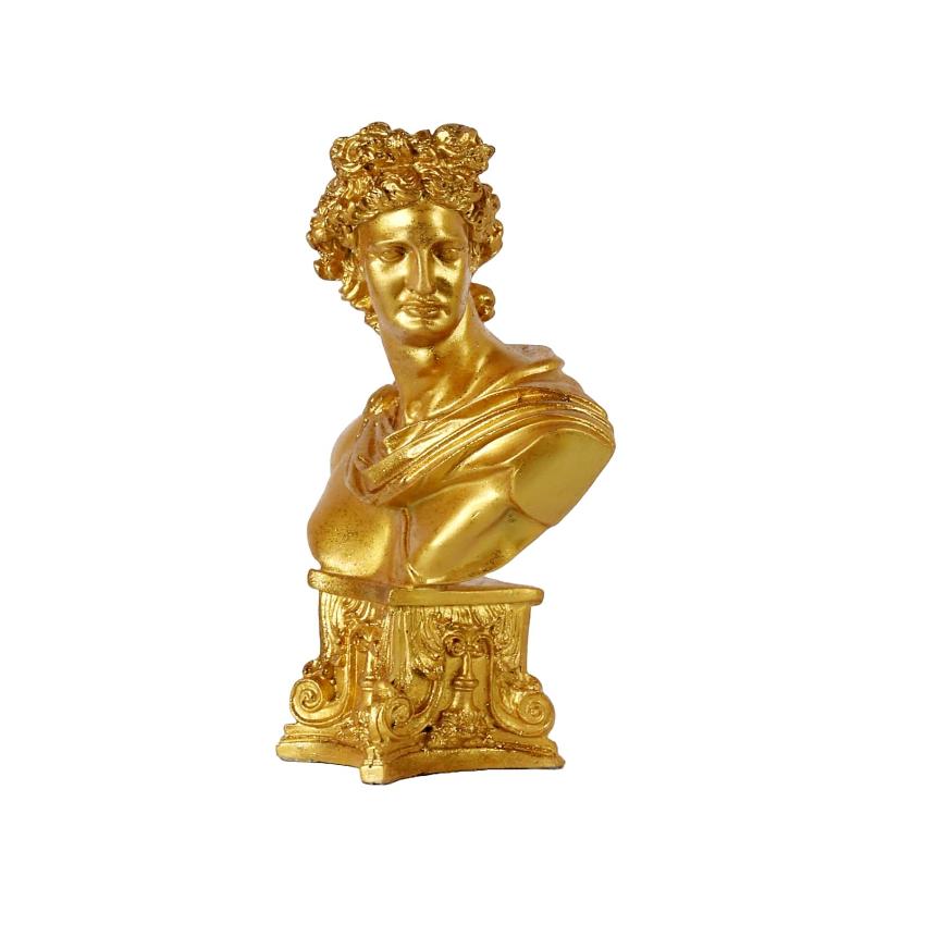 Vintage Golden Greek Bust Statue Showpiece | 4 x 8 x 12 inches