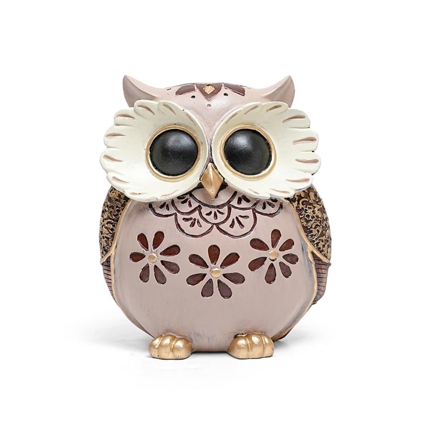 Modern Owl Figurine with Floral Design Showpiece | 6 x 3 x 7 inches