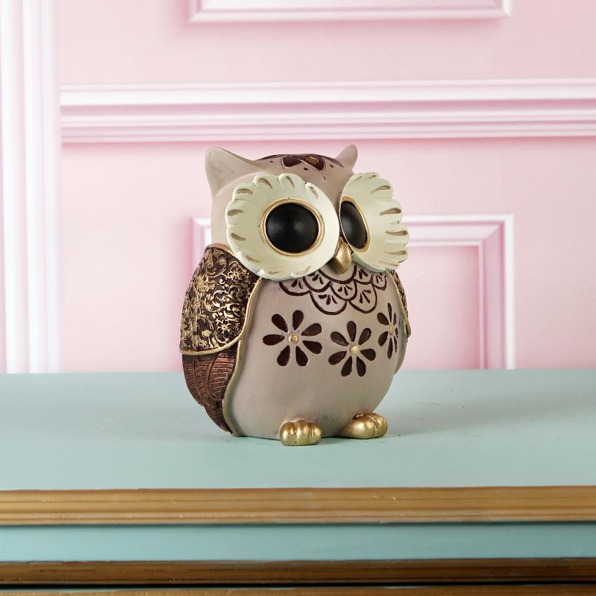 Modern Owl Figurine with Floral Design Showpiece | 6 x 3 x 7 inches