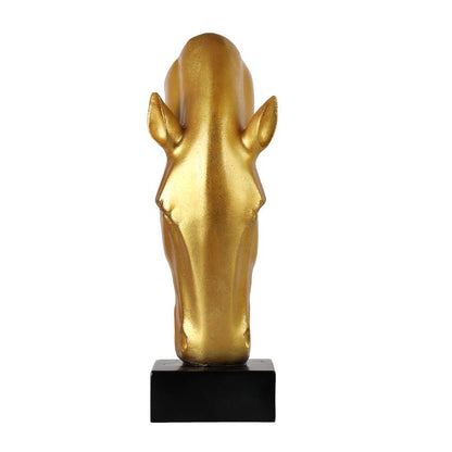 Modern Gold Horse Head Figurine Showpiece | 7 x 5 x 19 inches