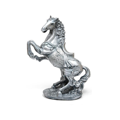 Antique Silver Finish Horse Statue Showpiece | 13 x 7 x 17 inches