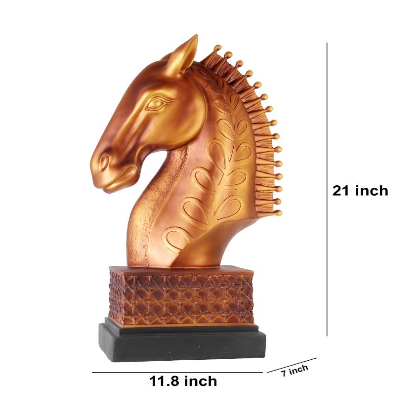 Antique Bronze Horse Head Statue Showpiece | 12 x 7 x 21 inches