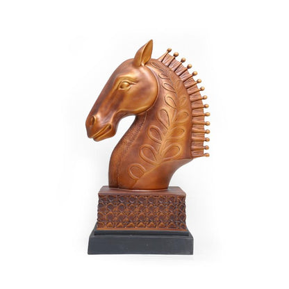 Antique Bronze Horse Head Statue Showpiece | 12 x 7 x 21 inches