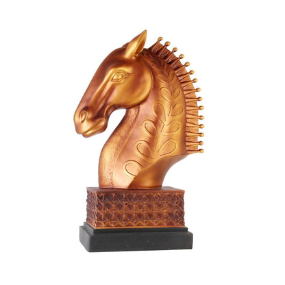 Antique Bronze Horse Head Statue Showpiece | 12 x 7 x 21 inches