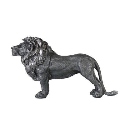 Regal Silver Lion Statue Showpiece | 20 x 7 x 13 inches