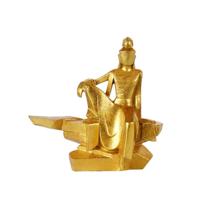 Shining Golden Buddha Sitting Figurine Showpiece | 9 x 3 x 10 inches