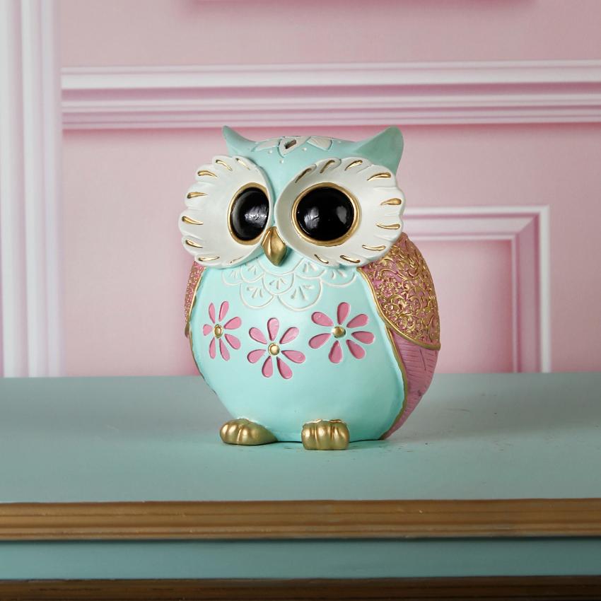 Modern Owl Figurine with Floral Design Showpiece | 6 x 3 x 7 inches