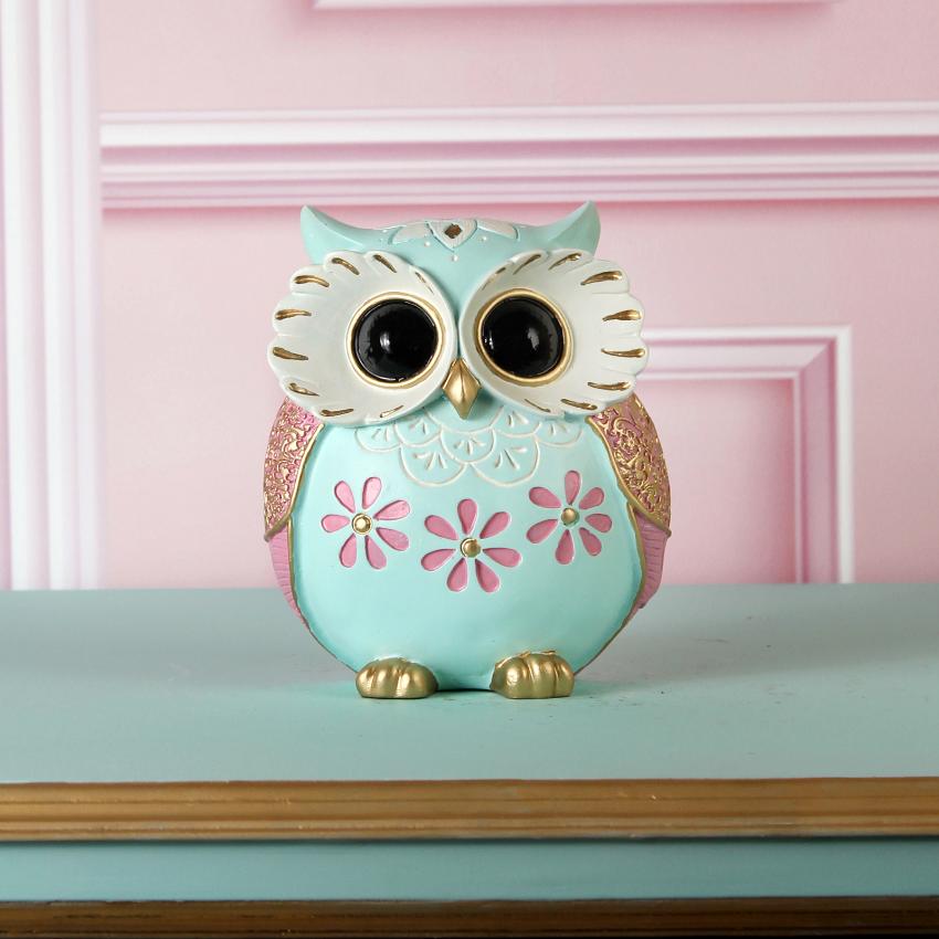 Modern Owl Figurine with Floral Design Showpiece | 6 x 3 x 7 inches