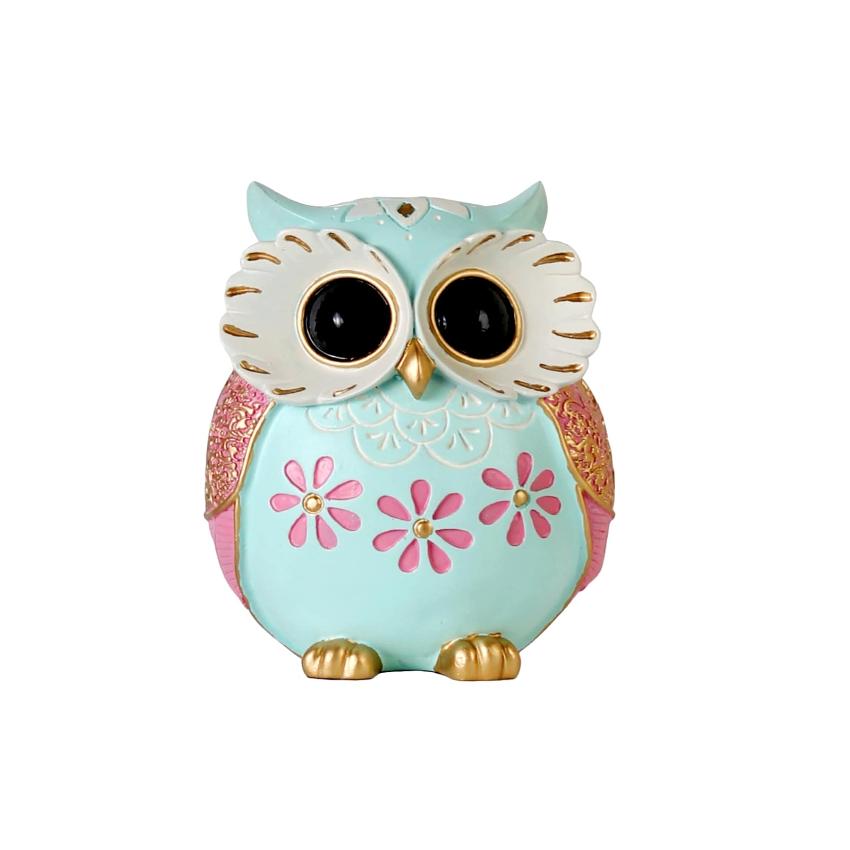 Modern Owl Figurine with Floral Design Showpiece | 6 x 3 x 7 inches