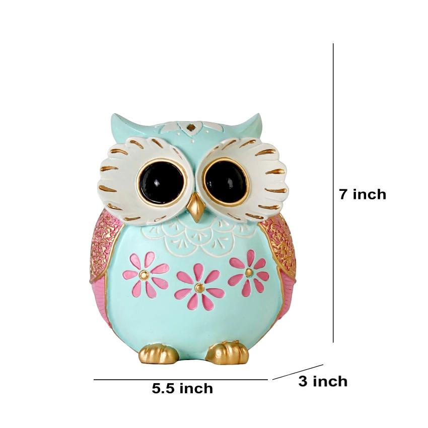 Modern Owl Figurine with Floral Design Showpiece | 6 x 3 x 7 inches