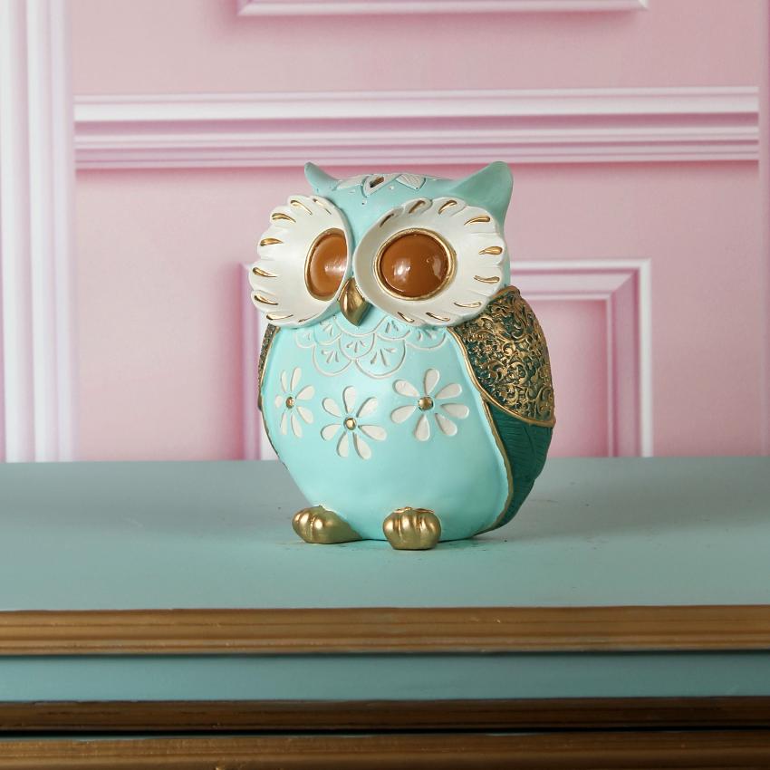 Modern Owl Figurine with Floral Design Showpiece | 6 x 3 x 7 inches