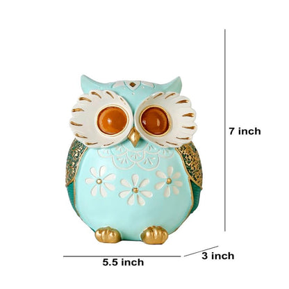 Modern Owl Figurine with Floral Design Showpiece | 6 x 3 x 7 inches