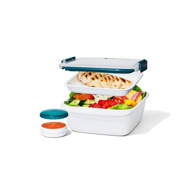 Unique Plastic Prep & Go Salad Container | 1.5 L | 8 x 8 x 3 inches