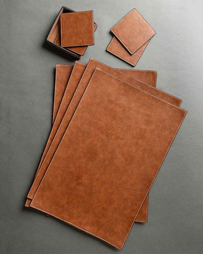 Faux Leather Placemats And Coasters | Set Of 4