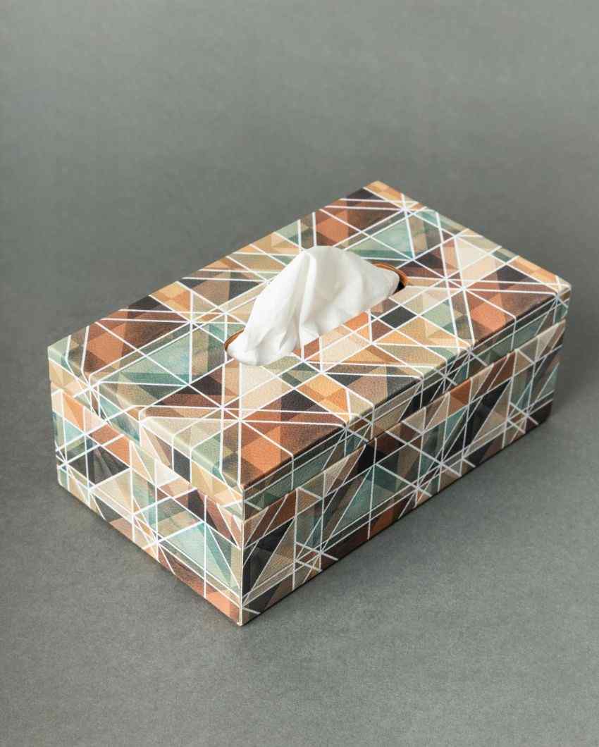 Majestic Wooden & Faux Leather Tissue Box With Coasters Set