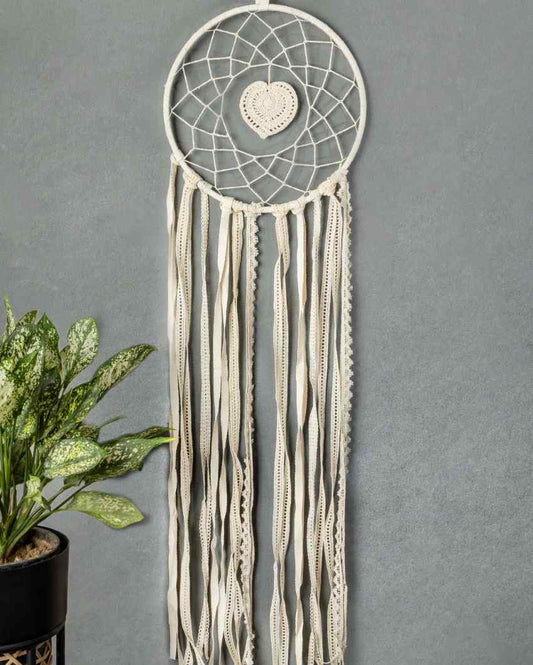 Handcrafted Cotton Heart Design Dream Catcher Wall Hanging