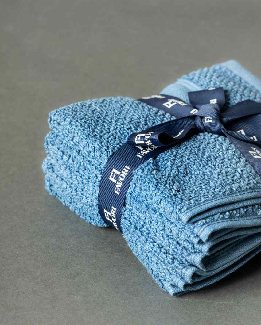 Luxurious Cotton Face Towels | Set Of 4 Blue