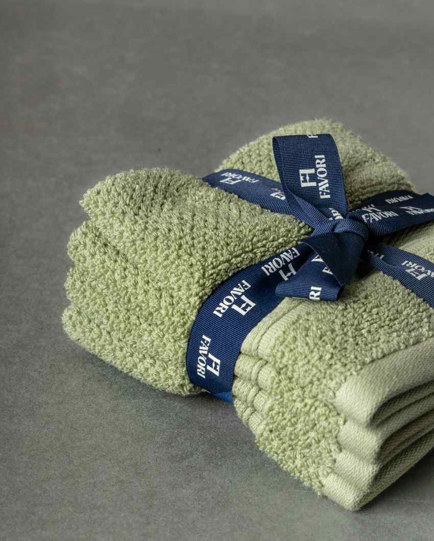 Luxurious Cotton Face Towels | Set Of 4 Green