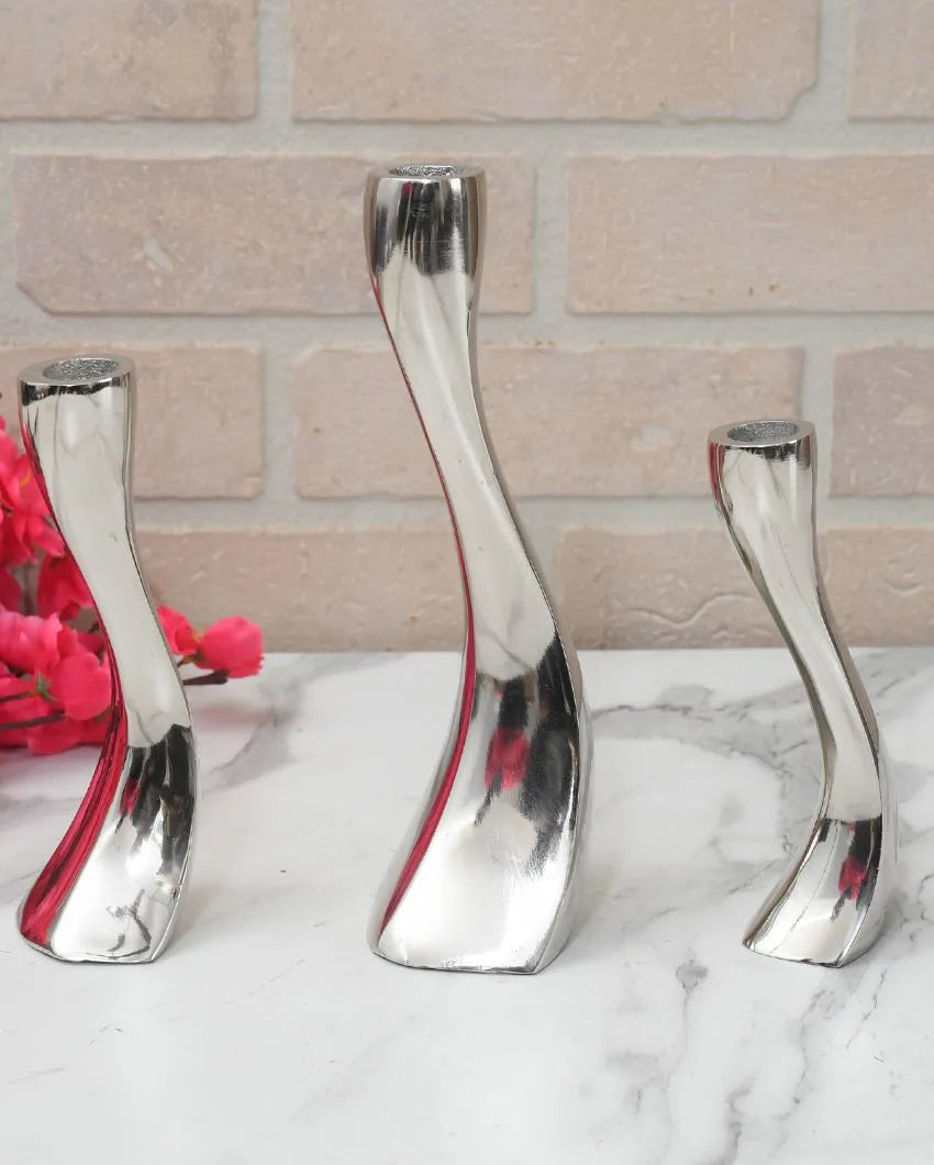 Wavy Aluminium Candle Holders | Set of 3