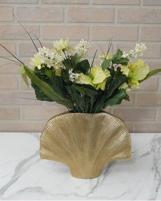 Orient Flower Aluminium Vase | 12 x 2 x 10 inches