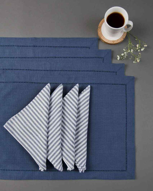 Navy Noveau Placemats And Napkins | Set Of 4