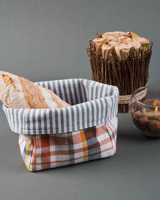 Navy Noveau Cotton Bread Basket