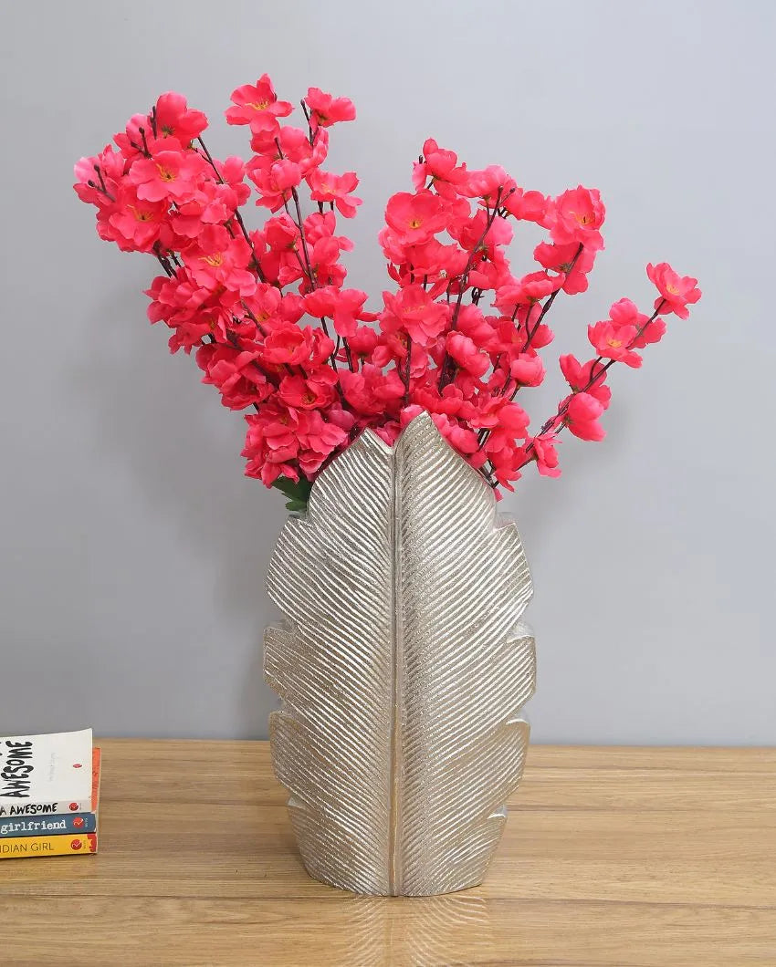 Tropic Leaf Flower Aluminium Large Vase  | 8 x 4 x 15 inches