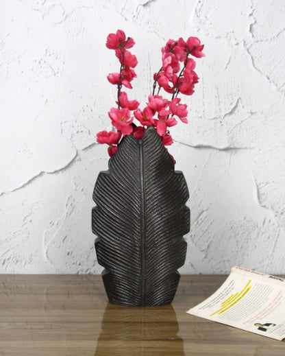 Tropic Leaf Flower Aluminium Medium Vase  | 6 x 3 x 12 inches