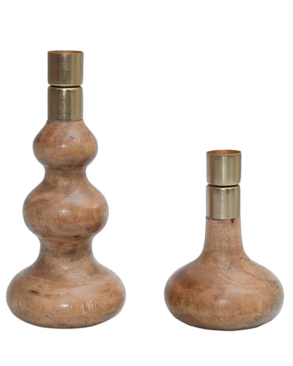 Elemental Wooden Candle Holders | Set Of 2