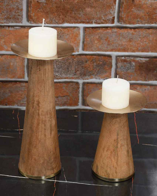 Innovare Wooden Pillar Holders | Set Of 2