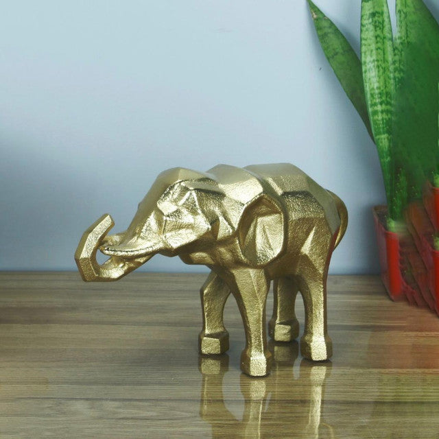 Modern Abstract Aluminum Elephant Figurine | 10 x 3 x 7 inches