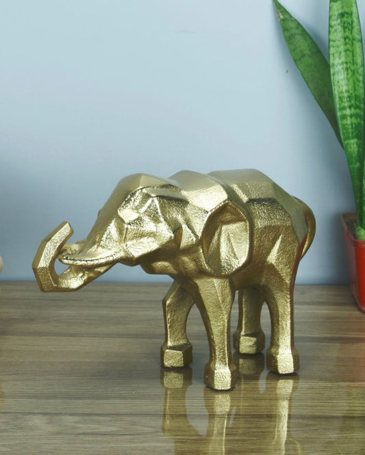 Modern Abstract Aluminum Elephant Figurine Gold