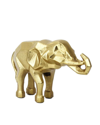 Modern Abstract Aluminum Elephant Figurine Gold