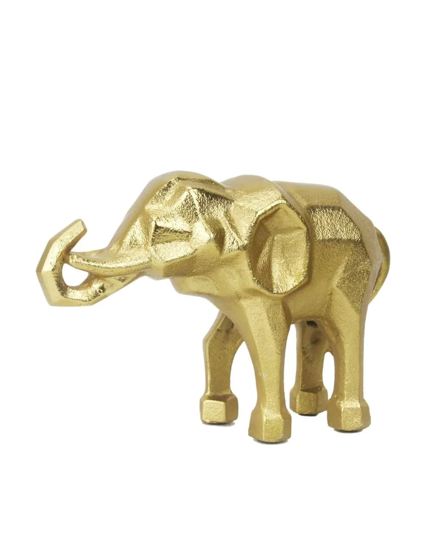 Modern Abstract Aluminum Elephant Figurine Gold