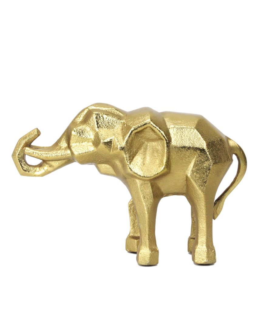 Modern Abstract Aluminum Elephant Figurine Gold