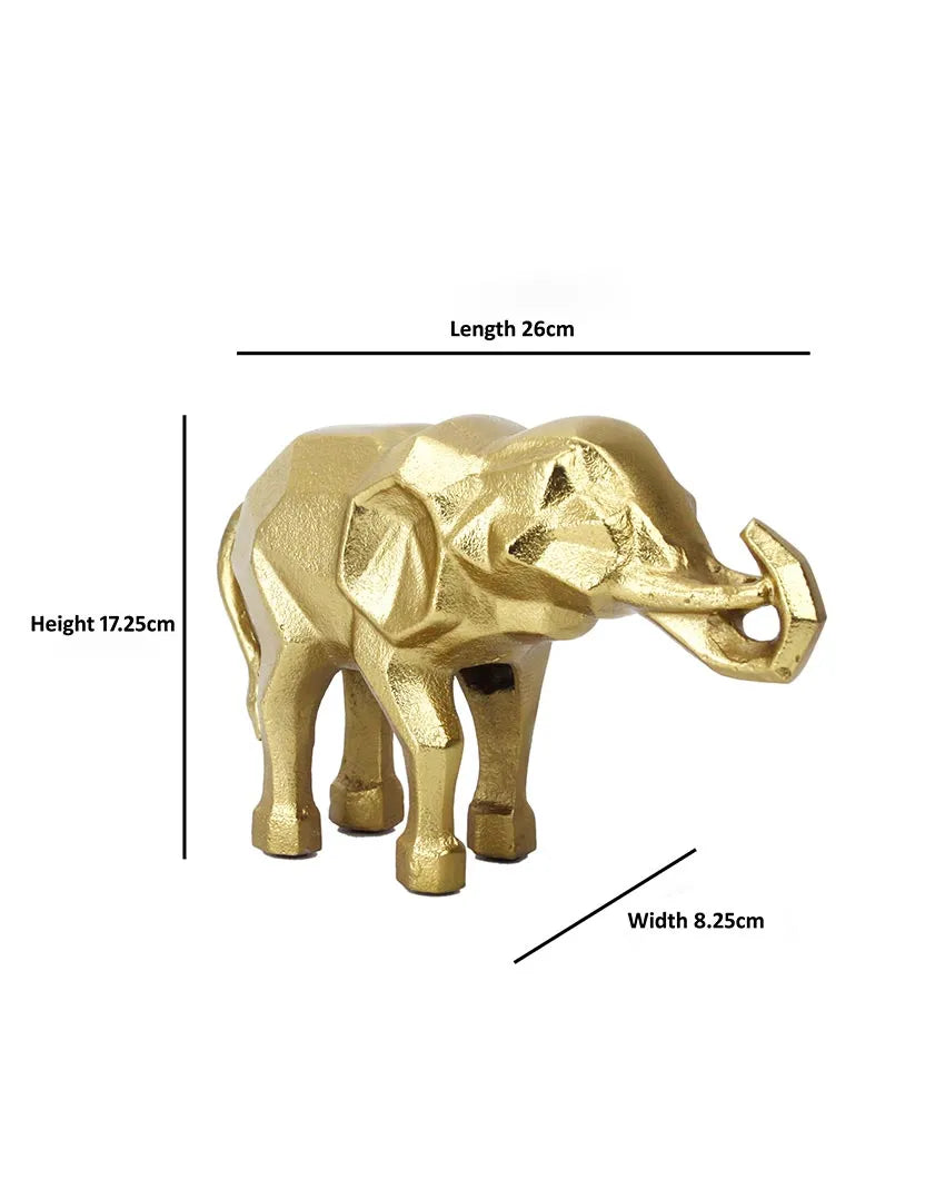 Modern Abstract Aluminum Elephant Figurine Gold