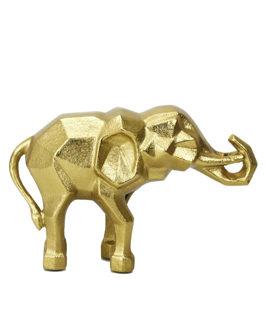 Modern Abstract Aluminum Elephant Figurine Gold