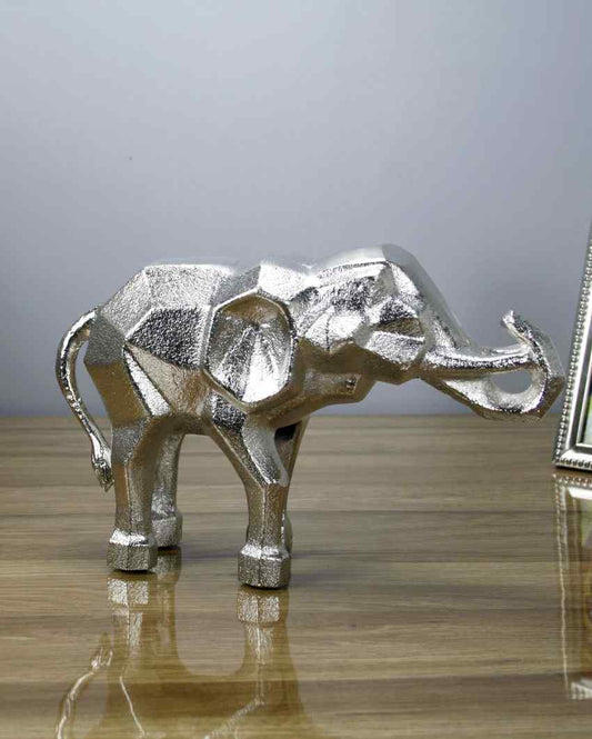 Modern Abstract Aluminum Elephant Figurine Silver