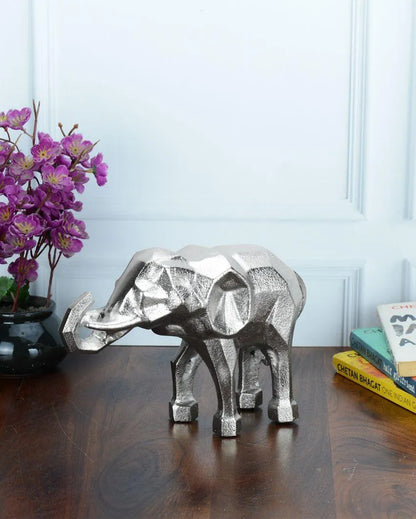 Modern Abstract Aluminum Elephant Figurine | 10 x 3 x 7 inches