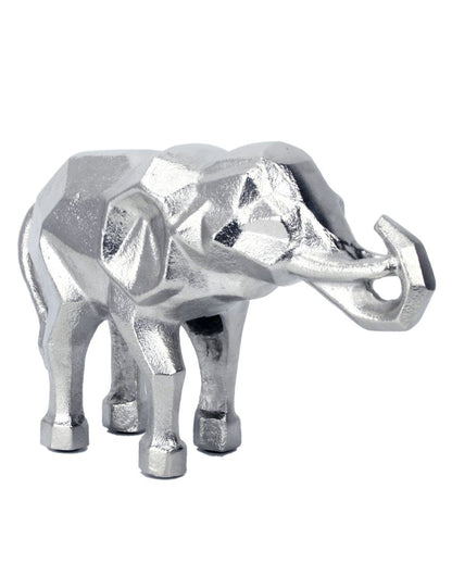 Modern Abstract Aluminum Elephant Figurine Silver