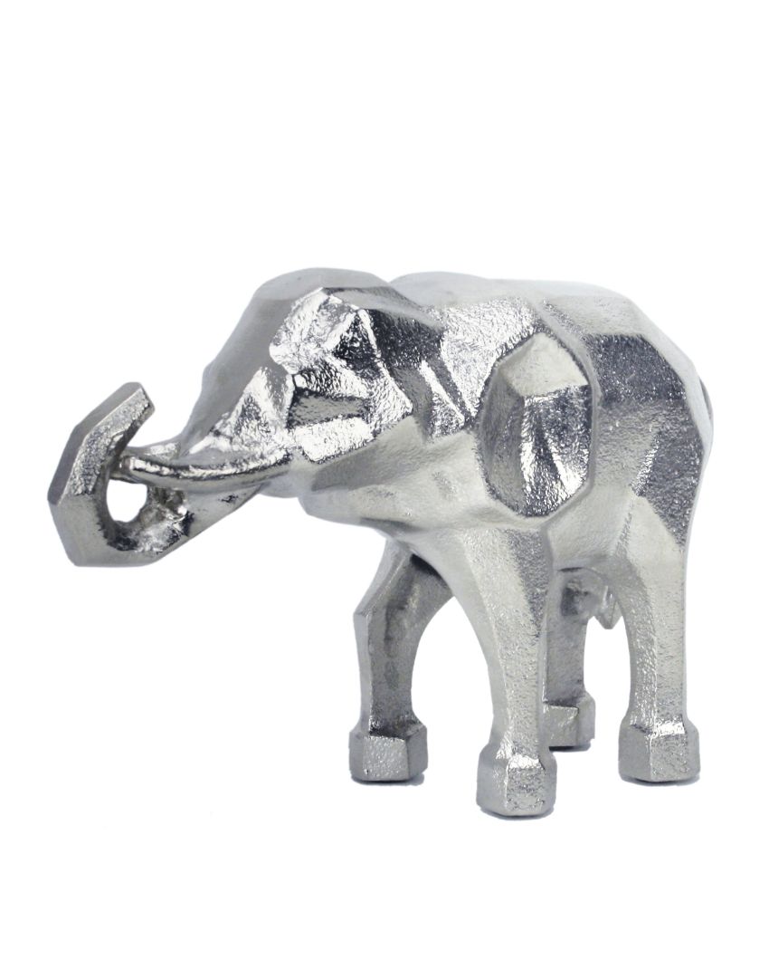 Modern Abstract Aluminum Elephant Figurine Silver