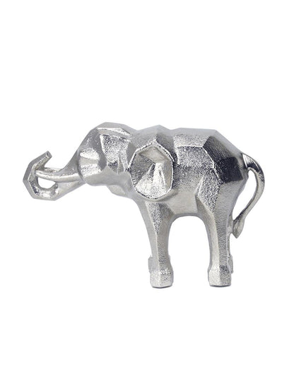 Modern Abstract Aluminum Elephant Figurine Silver