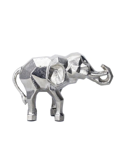 Modern Abstract Aluminum Elephant Figurine Silver