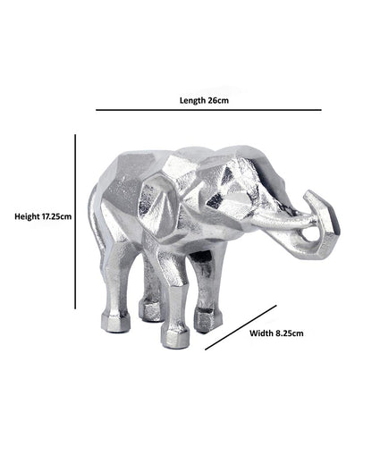 Modern Abstract Aluminum Elephant Figurine Silver