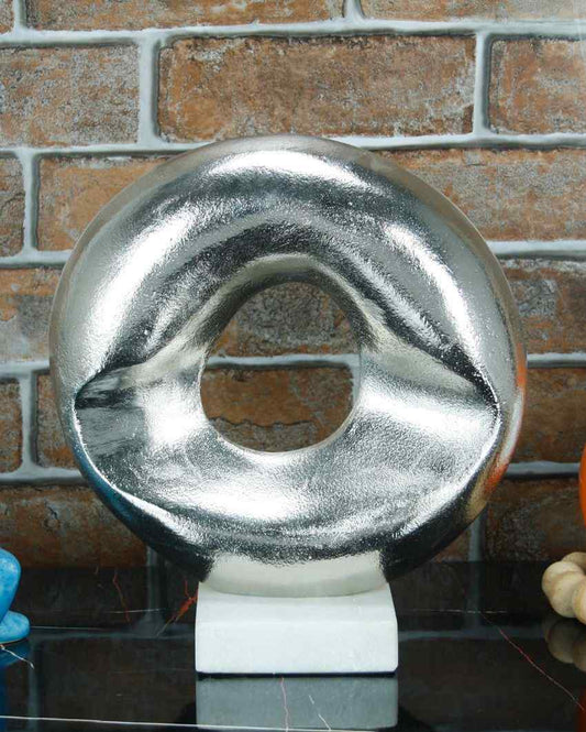 Decor Abstract Aluminium Disc Artifact Silver