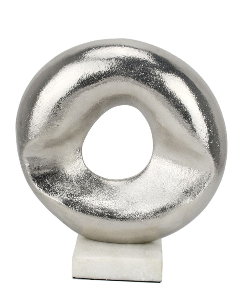 Decor Abstract Aluminium Disc Artifact Silver